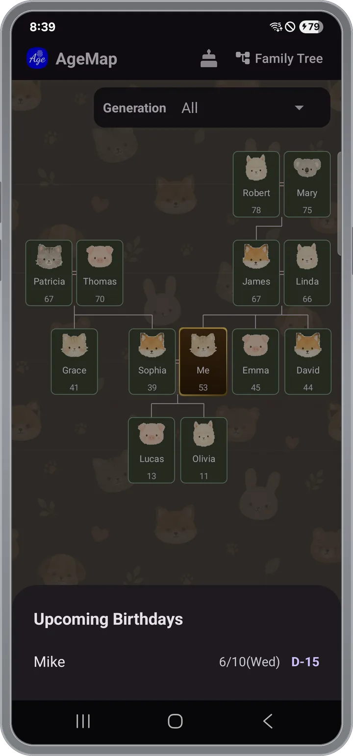 Upcoming birthdays list and reminder settings