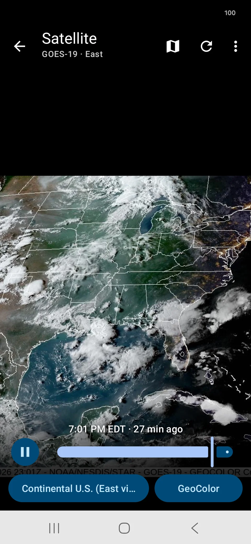 Zoomed satellite imagery — pinch and double tap to inspect cloud structure